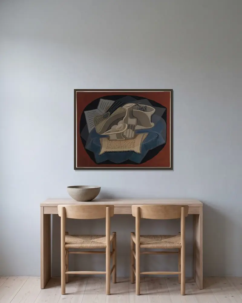 Den blå mattan av Juan Gris inramad på en vägg