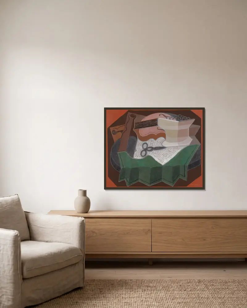 Saxen av Juan Gris inramad på en vägg