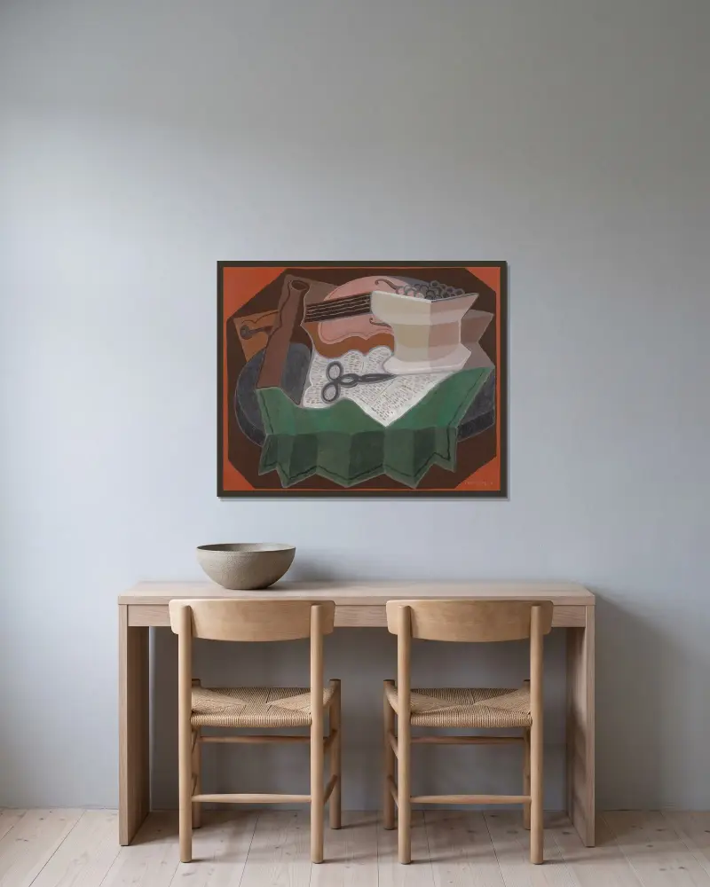 Saxen av Juan Gris inramad på en vägg