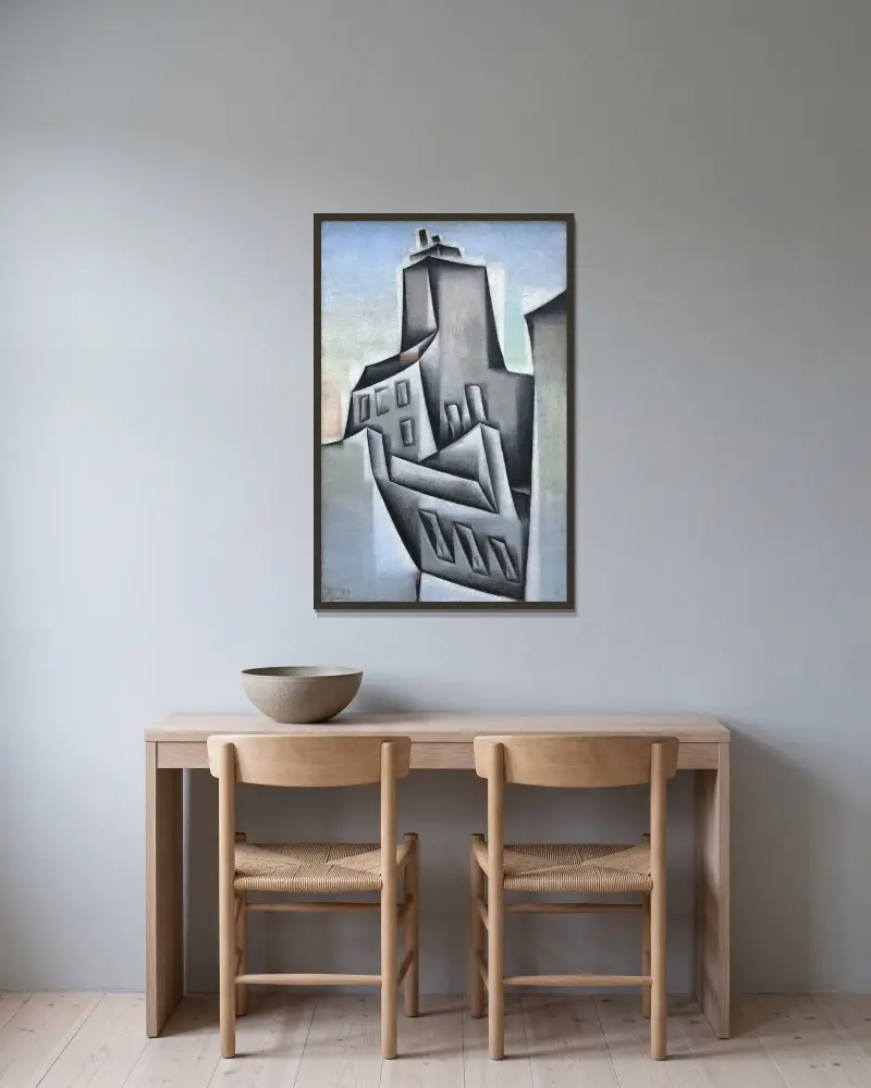 Hus i Paris av Juan Gris inramad på en vägg