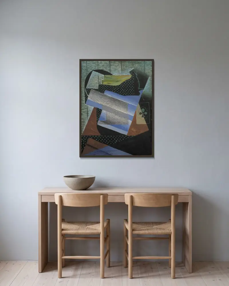 Stilleben av Juan Gris inramad på en vägg