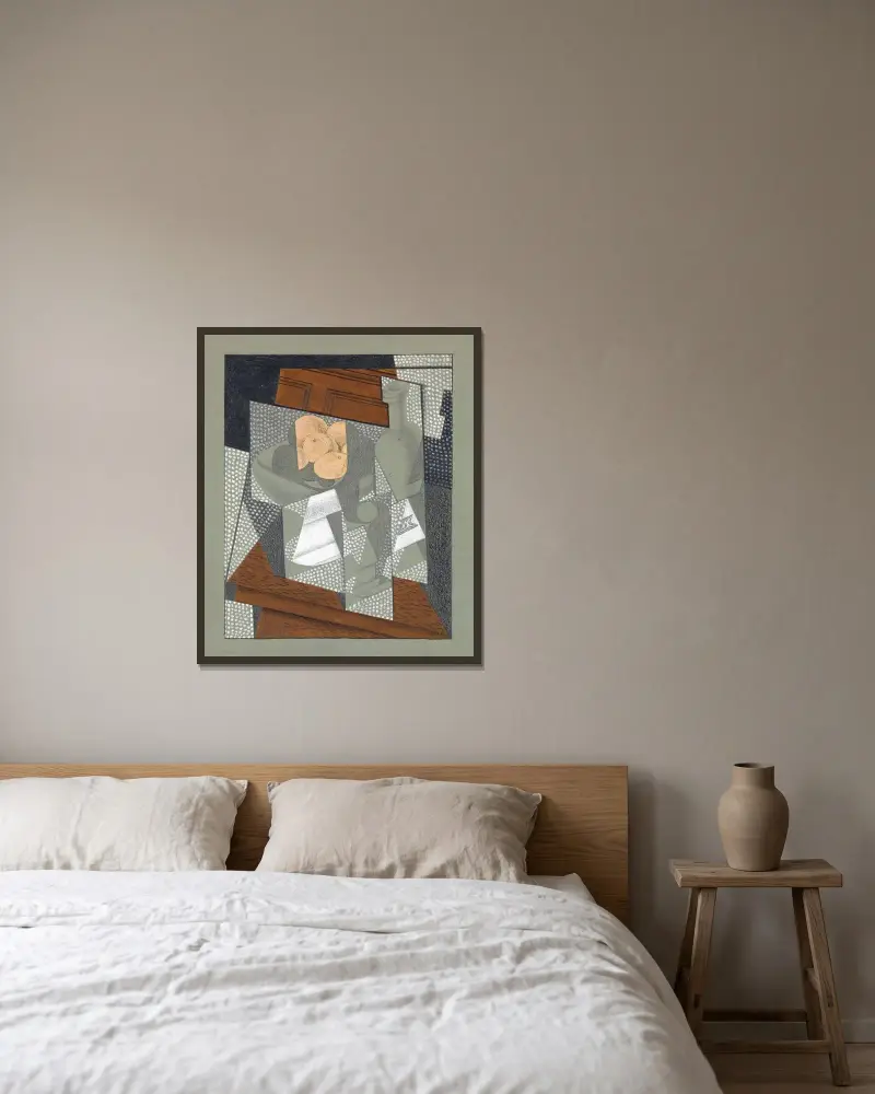 Fruktskålen av Juan Gris inramad på en vägg
