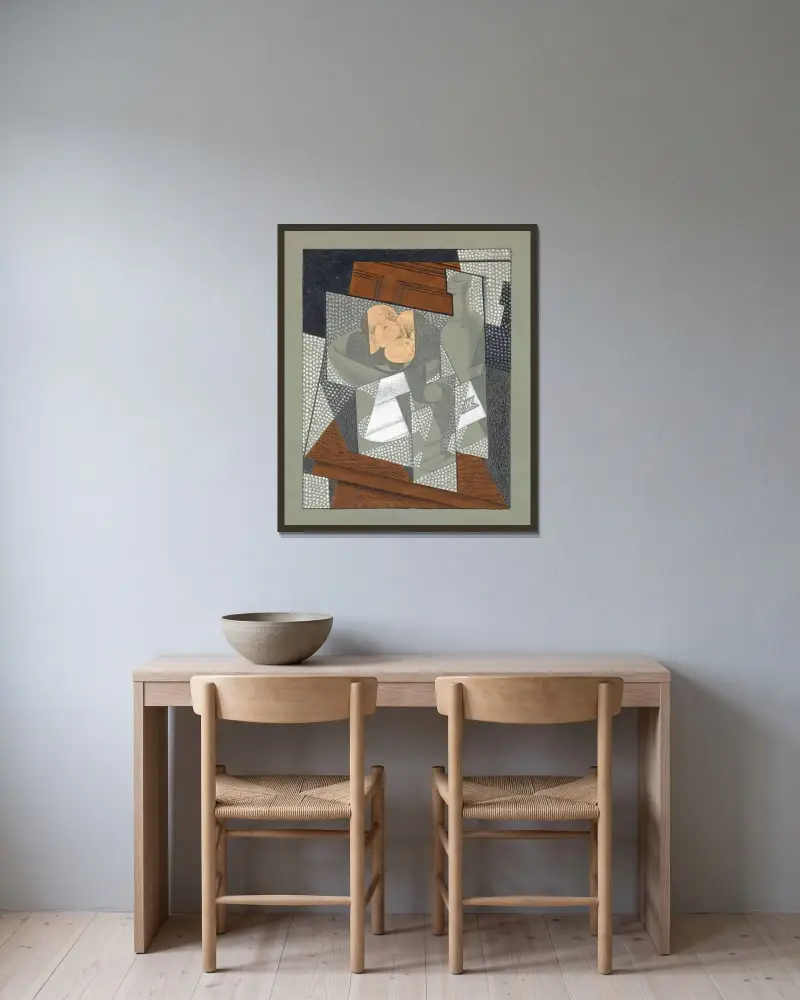 Fruktskålen av Juan Gris inramad på en vägg