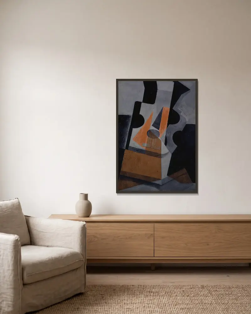 Kytara (Zátiší s kytarou), Juan Gris v rámu na stěně