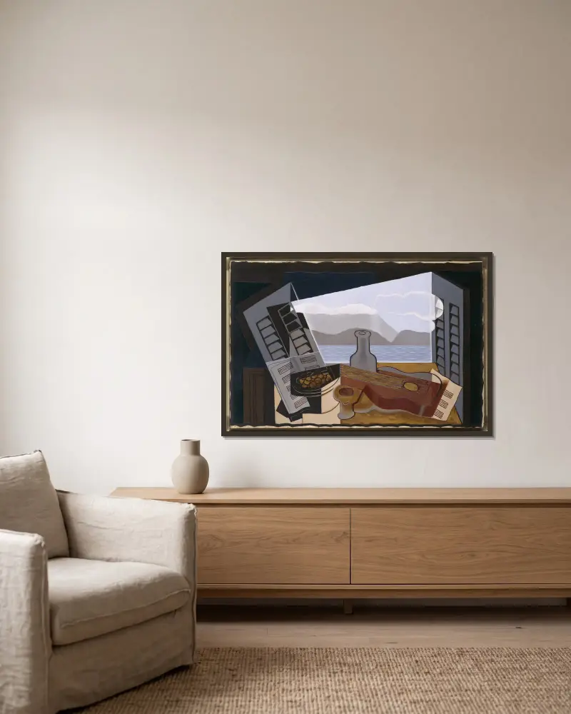 Otevřené okno, Juan Gris v rámu na stěně