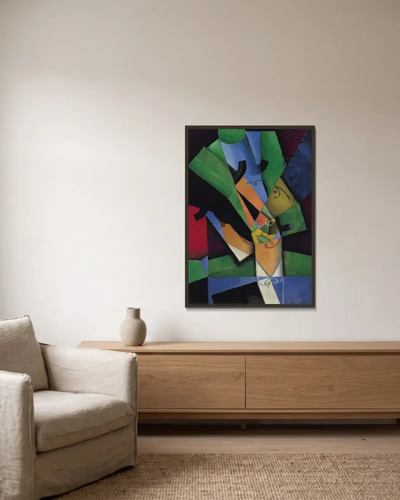Der Raucher von Juan Gris gerahmt an einer Wand