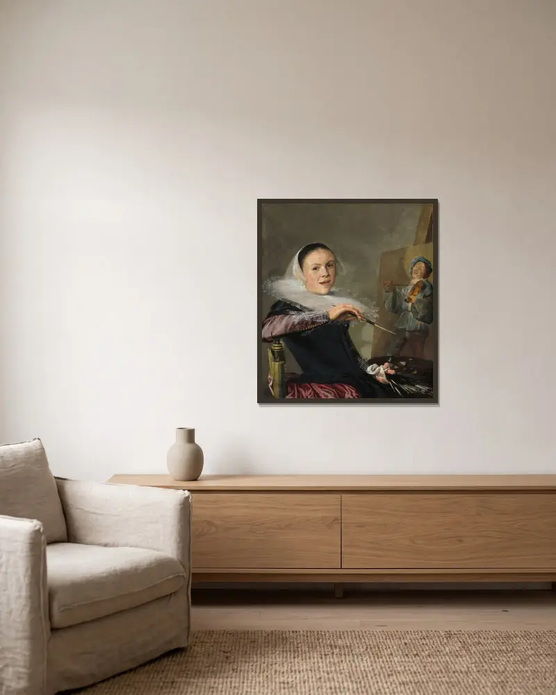 Self-Portrait av Judith Leyster inramad på en vägg