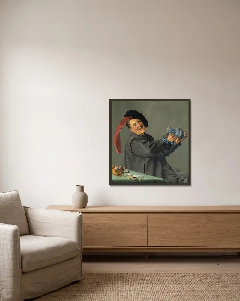 The Jolly Drinker av Judith Leyster inramad på en vägg