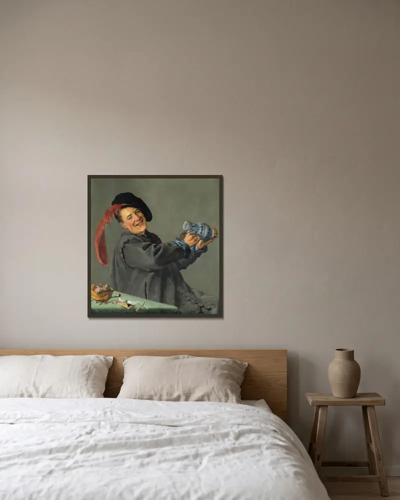 The Jolly Drinker av Judith Leyster inramad på en vägg