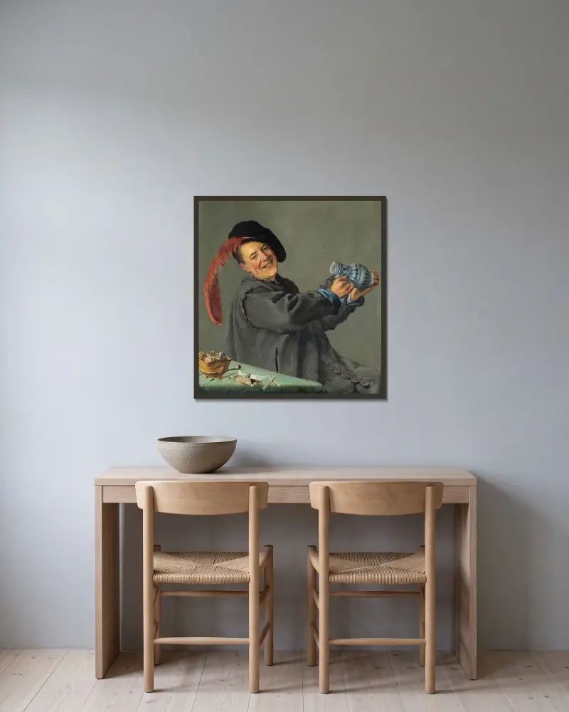 The Jolly Drinker av Judith Leyster inramad på en vägg