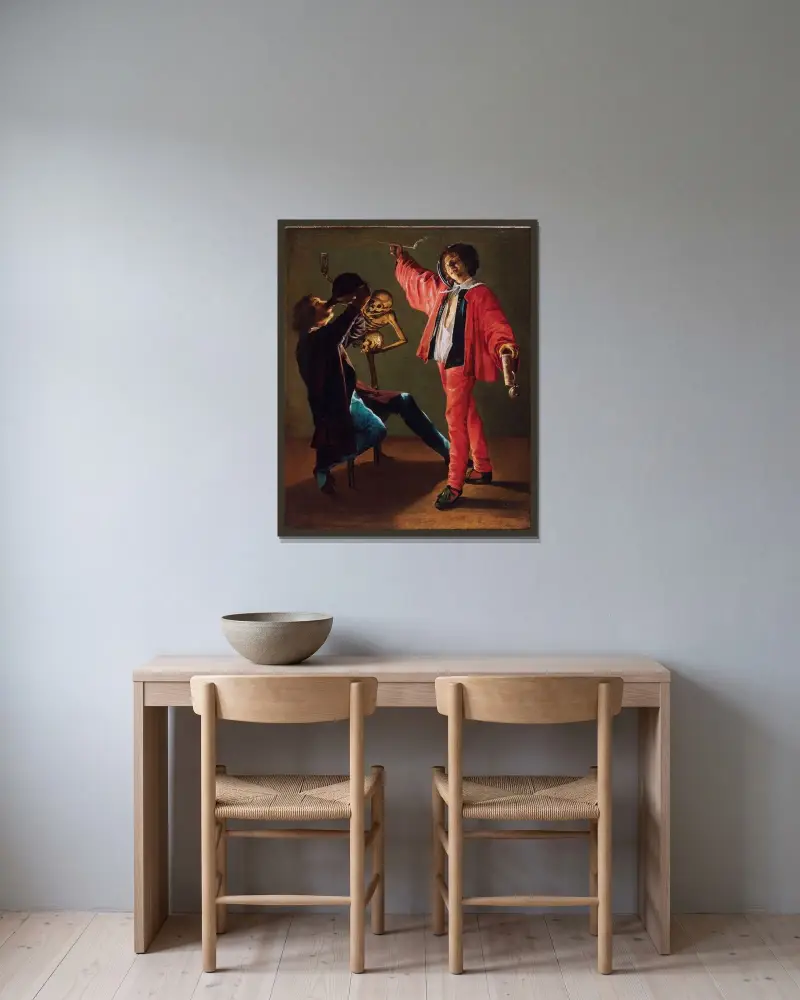 The Last Drop (The Gay Cavalier) av Judith Leyster inramad på en vägg