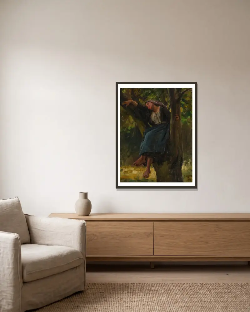 Mittagsschlaf von Jules Breton gerahmt an einer Wand