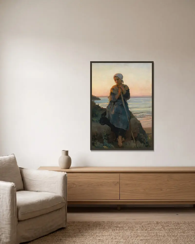 Douarnenezská pastýřka, Jules Breton v rámu na stěně