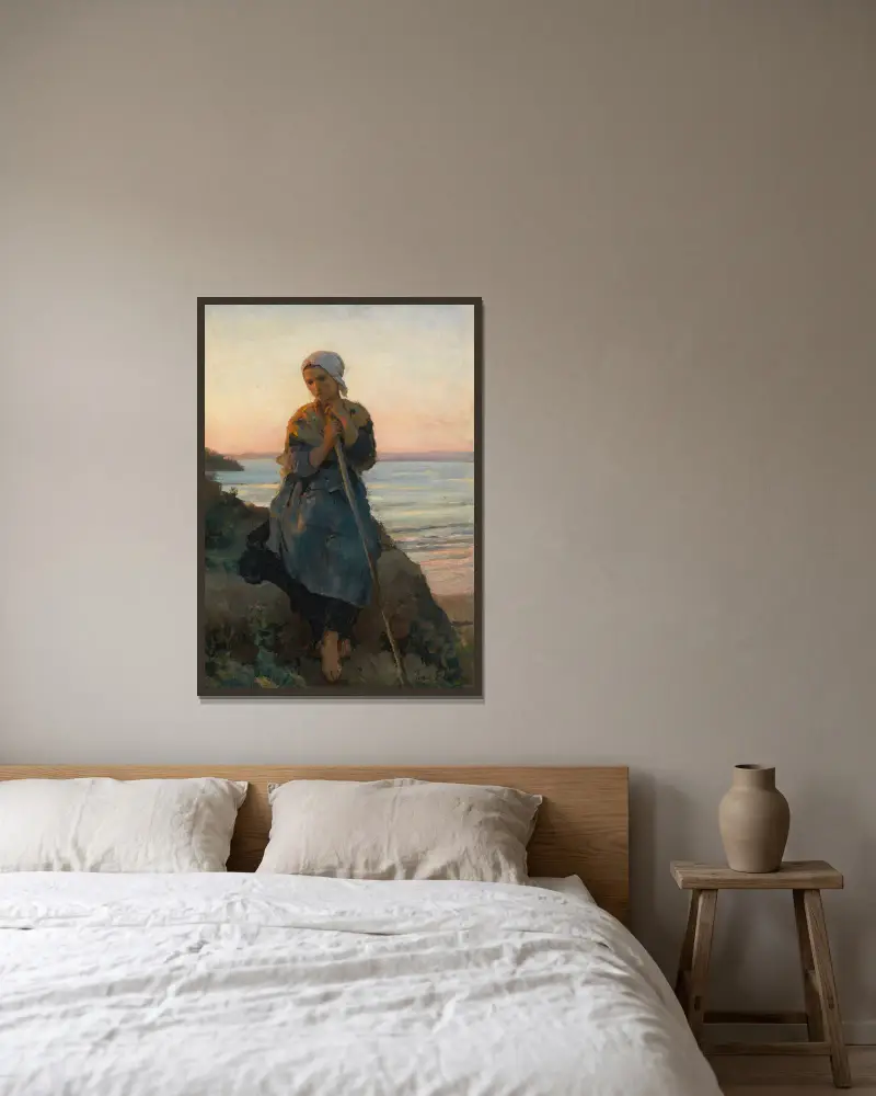 Douarnenezská pastýřka, Jules Breton v rámu na stěně