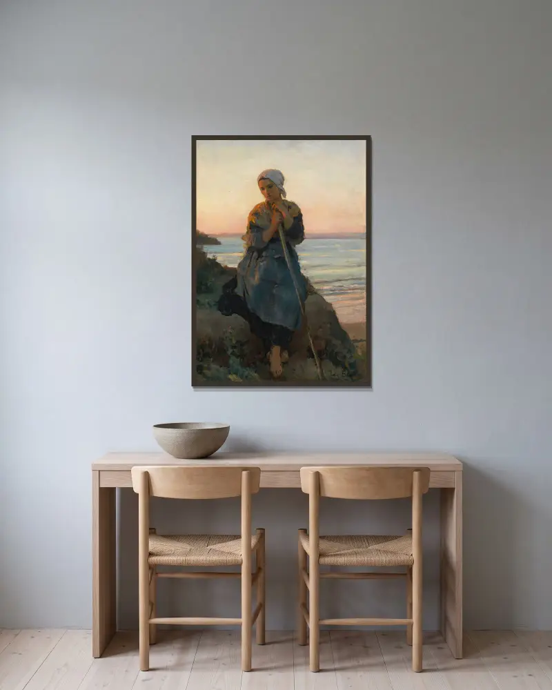 Douarnenezská pastýřka, Jules Breton v rámu na stěně
