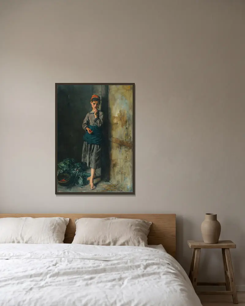 Kirschen essendes Mädchen von Jules Breton gerahmt an einer Wand
