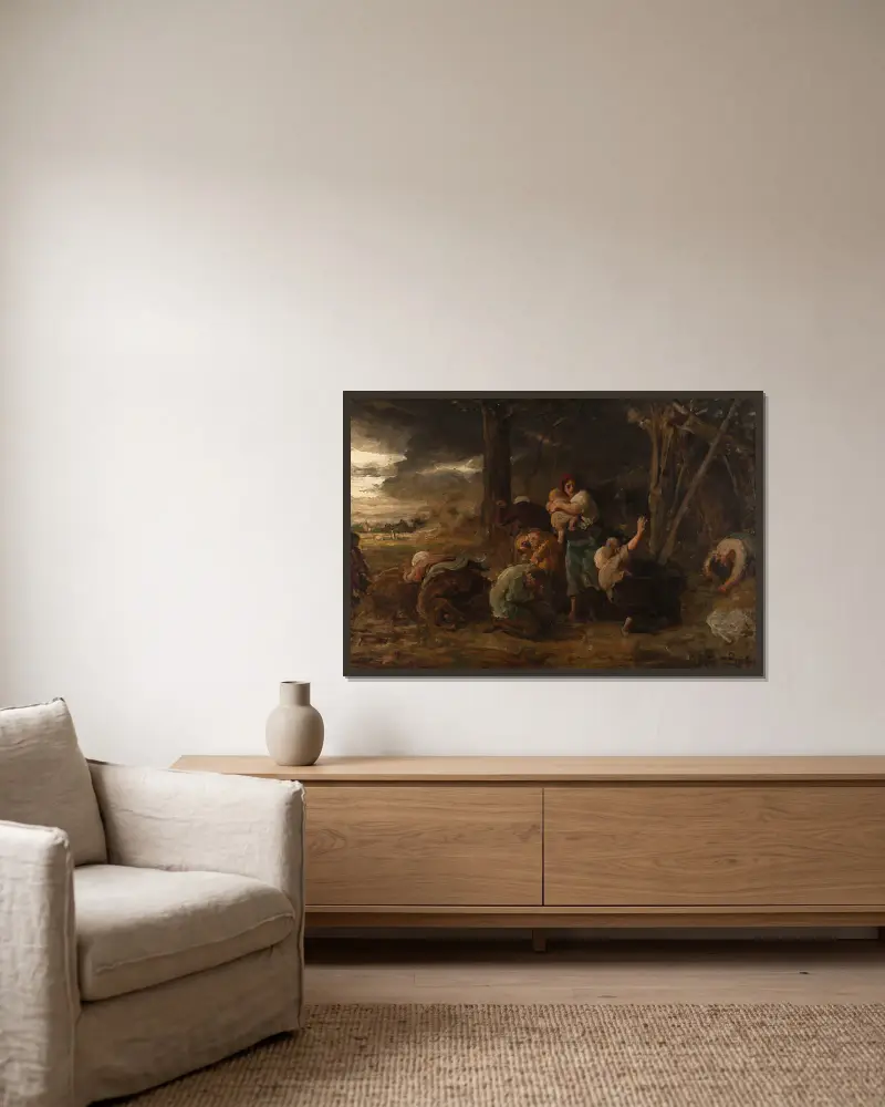 Der Blitz von Jules Breton gerahmt an einer Wand