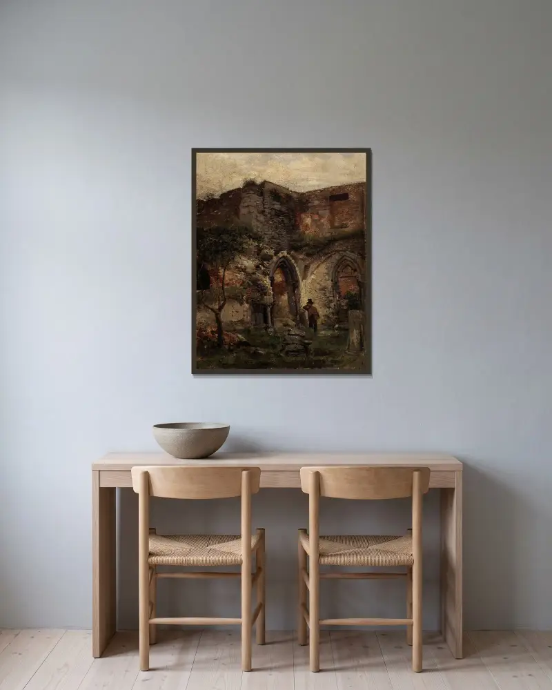Die Ruinen der Abtei Sankt Bavo in Gent von Jules Breton gerahmt an einer Wand