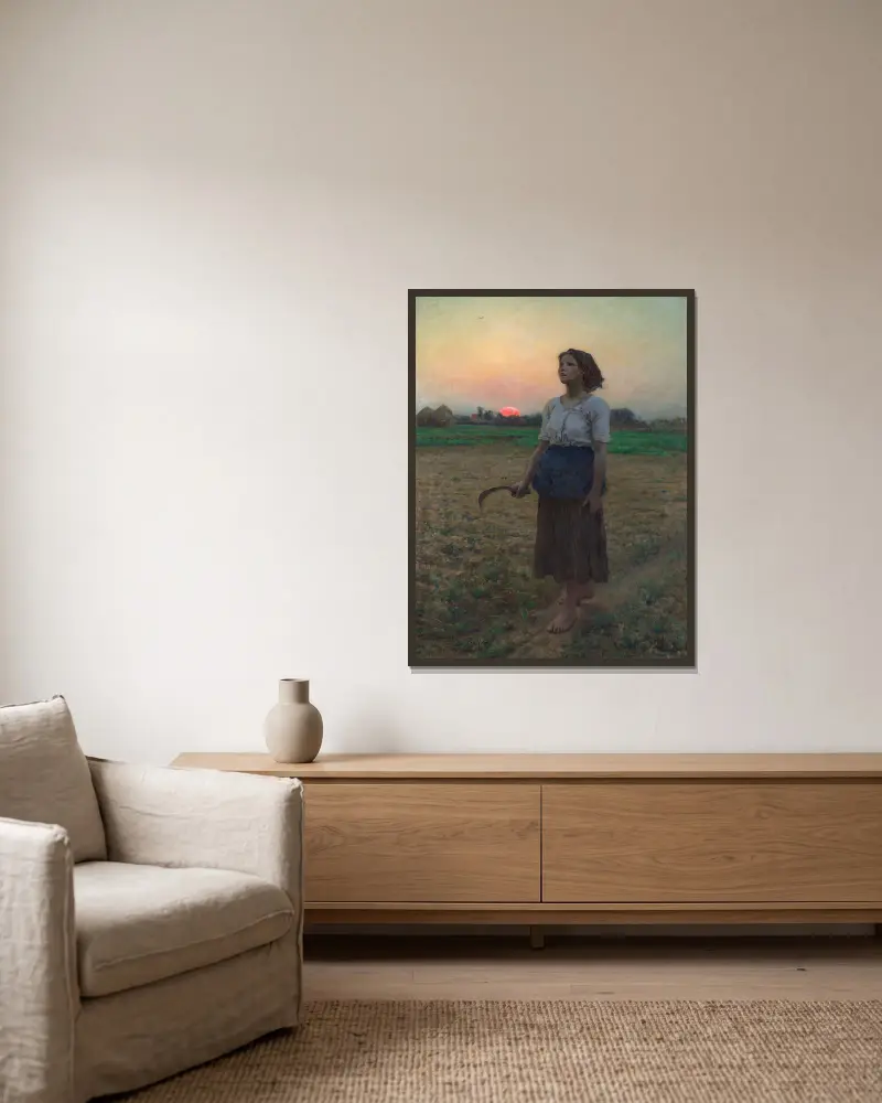 Śpiew skowronka, Jules Breton w ramie na ścianie