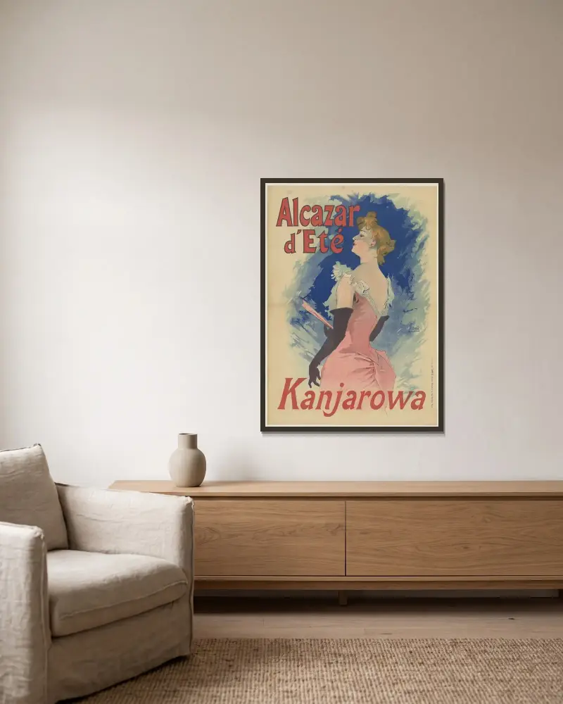 Alcazar d’été. Kanjarowa av Jules Chéret inramad på en vägg