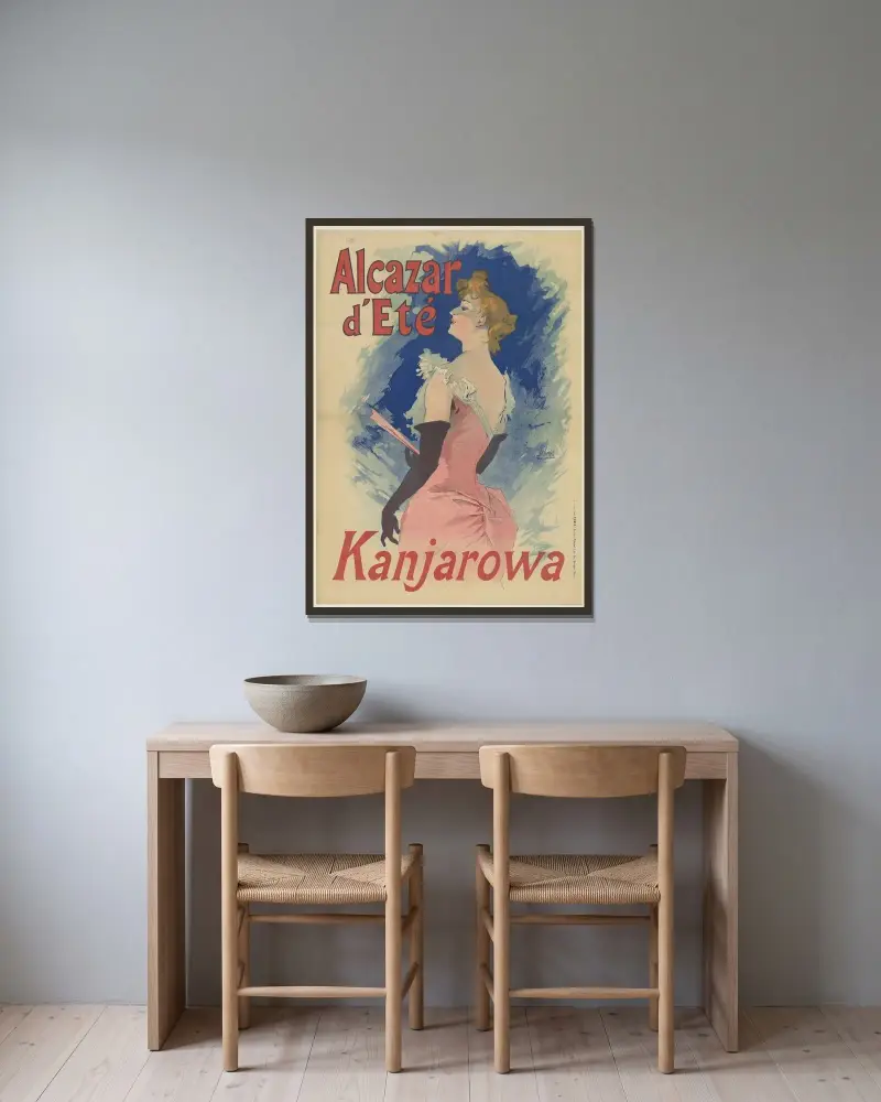 Alcazar d’été. Kanjarowa av Jules Chéret inramad på en vägg