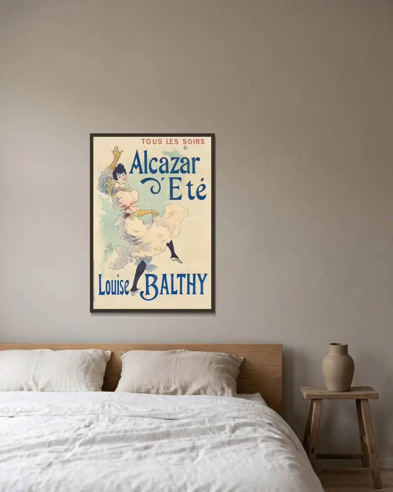 Alcazar d’Eté, Louise Balthy av Jules Chéret inramad på en vägg