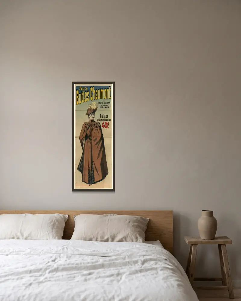 Aux Buttes Chaumont. Pelisse entièrement doublée soie 49f av Jules Chéret inramad på en vägg