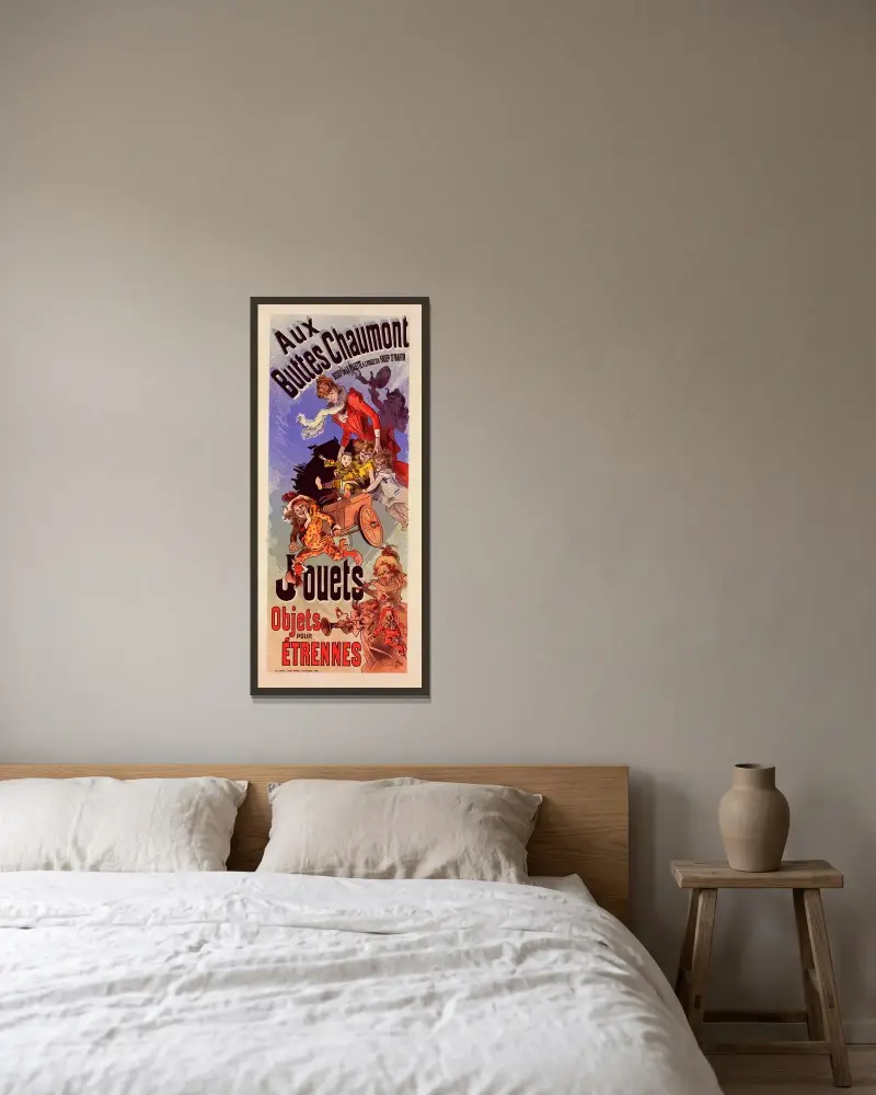 Buttes Chaumont av Jules Chéret inramad på en vägg