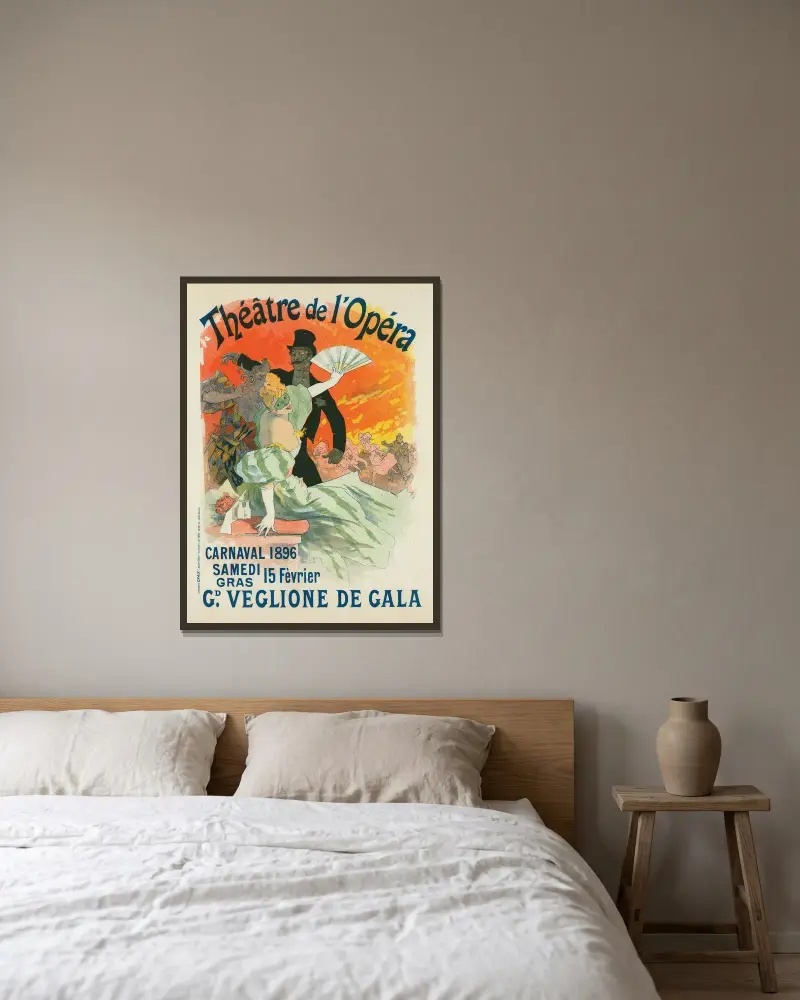 Carnaval 1896. Grand Veglione De Gala av Jules Chéret inramad på en vägg