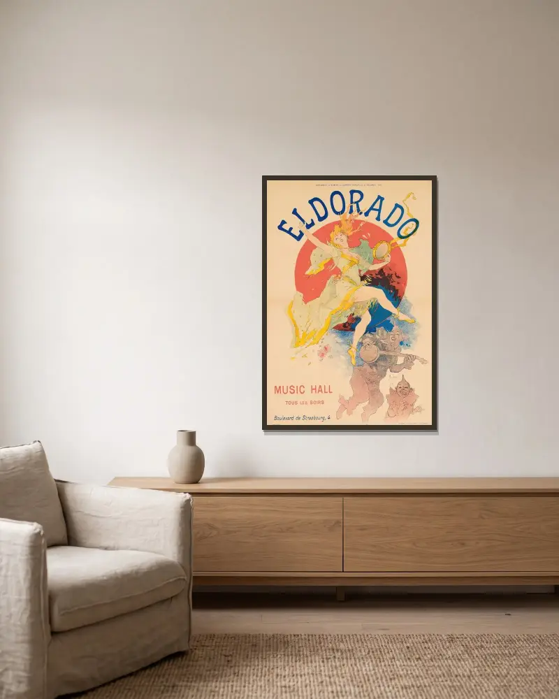 Eldorado, 1894 – Nr. 1 von Jules Chéret gerahmt an einer Wand