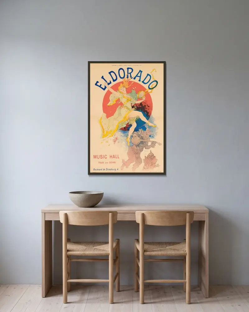 Eldorado, 1894 – Nr. 1 von Jules Chéret gerahmt an einer Wand