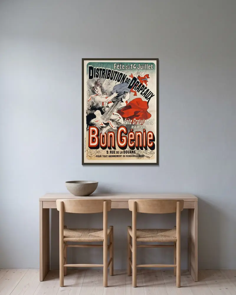 Faite Gratuitement Par Le Bon Génie av Jules Chéret inramad på en vägg