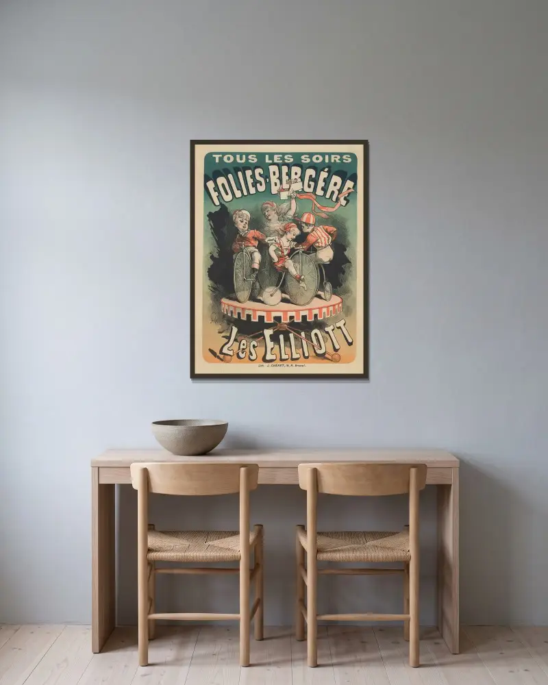 Folies-Bergère. Les Elliott av Jules Chéret inramad på en vägg