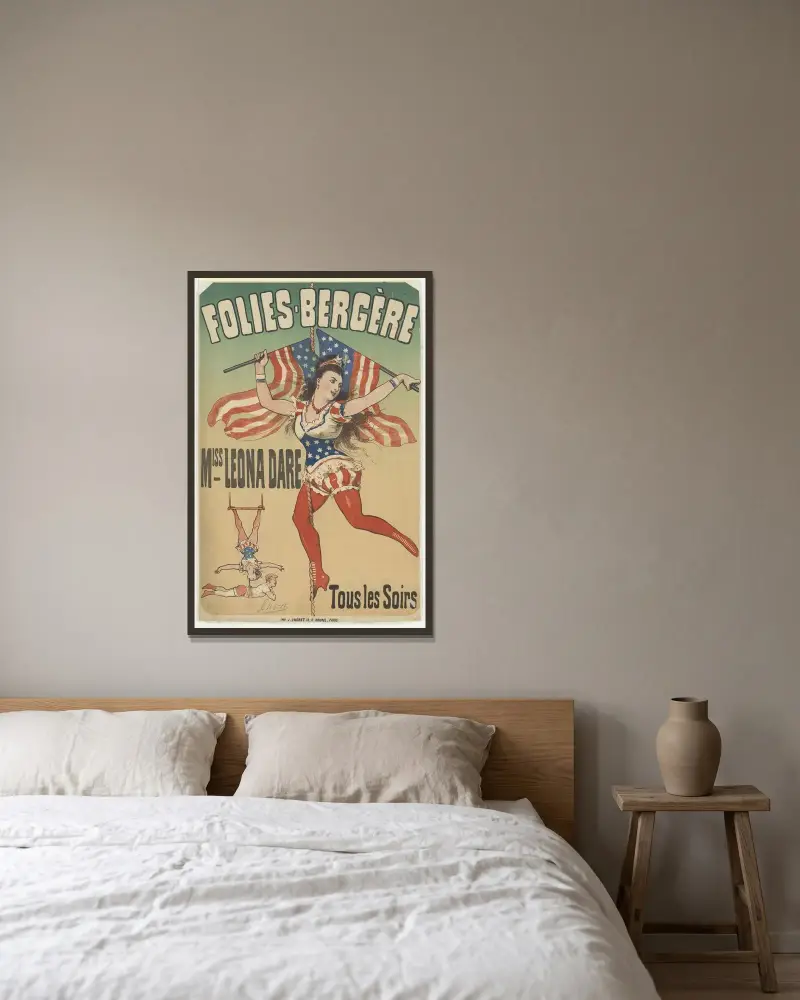 Folies-Bergère. Miss Leona Dare tous les soirs av Jules Chéret inramad på en vägg