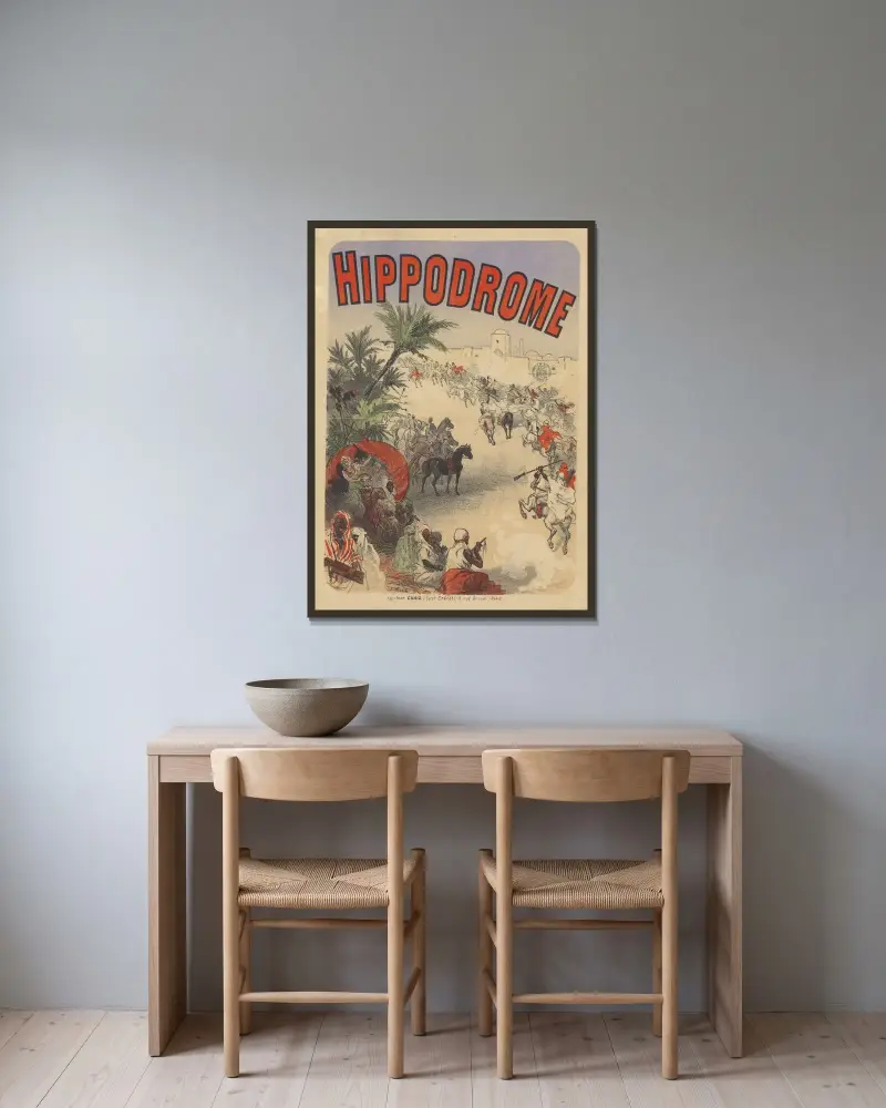 Hippodrome av Jules Chéret inramad på en vägg