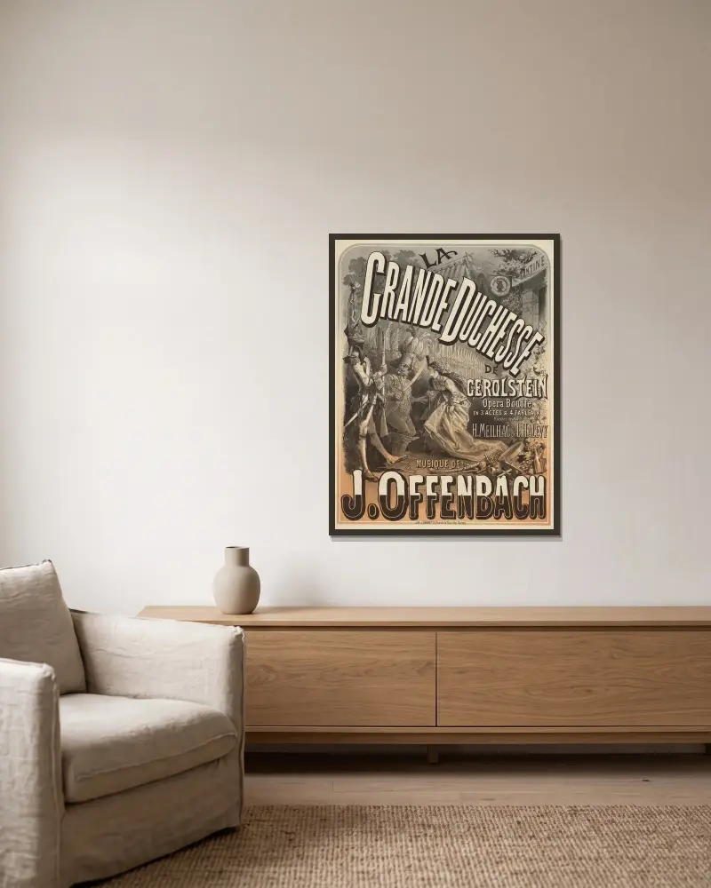 Die Großherzogin von Gerolstein von Jules Chéret gerahmt an einer Wand