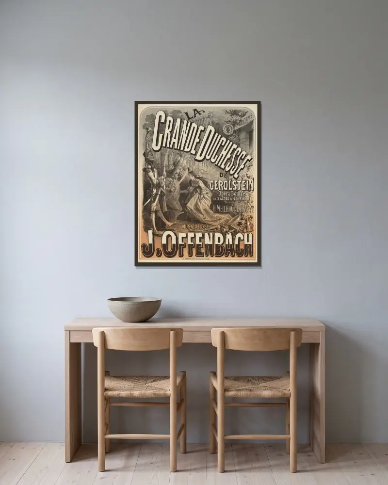 Die Großherzogin von Gerolstein von Jules Chéret gerahmt an einer Wand