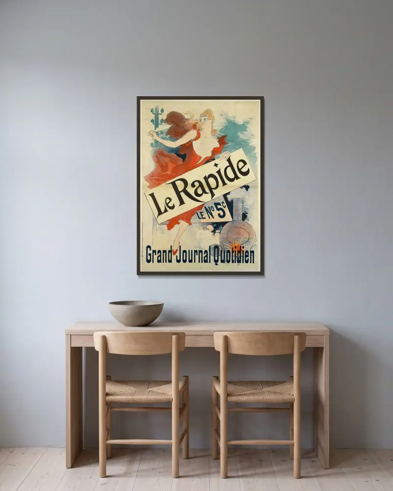 Le Rapide,Le Nº 5c., Grand Journal Quotidien av Jules Chéret inramad på en vägg