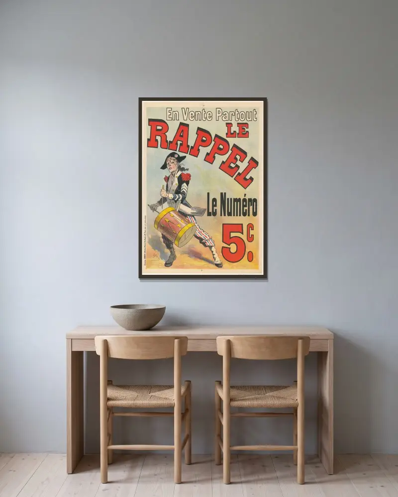 Le Rappel, le numéro 5c. En vente partout av Jules Chéret inramad på en vägg
