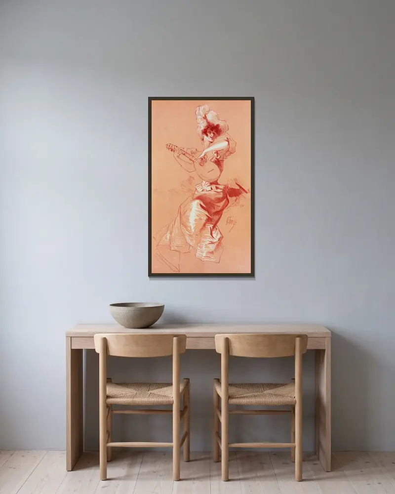 Maîtres de l’Affiche av Jules Chéret inramad på en vägg