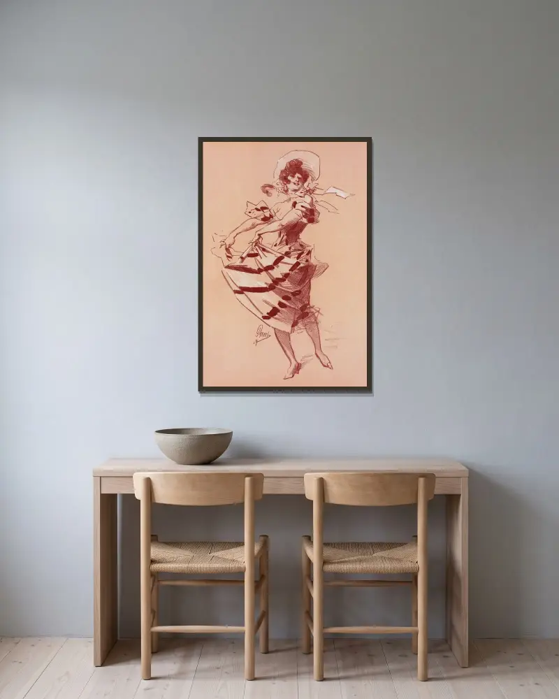 Maîtres de l’Affiche av Jules Chéret inramad på en vägg