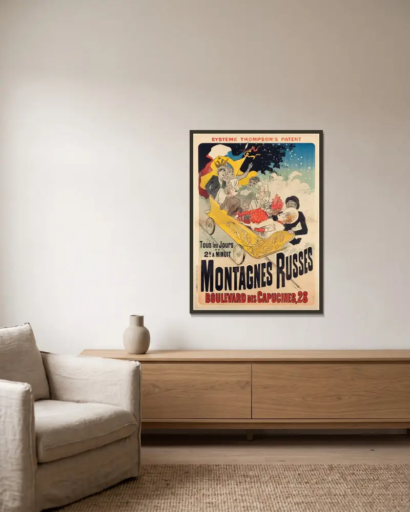 Montagnes Russes av Jules Chéret inramad på en vägg