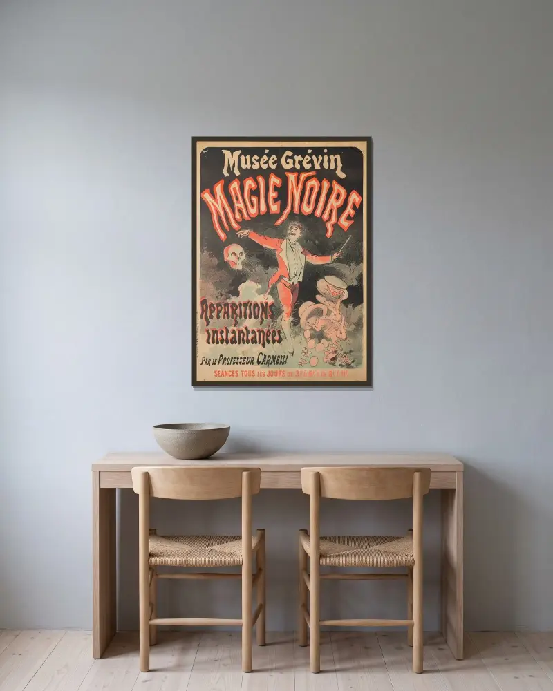 Musée Grévin, Black Magic av Jules Chéret inramad på en vägg