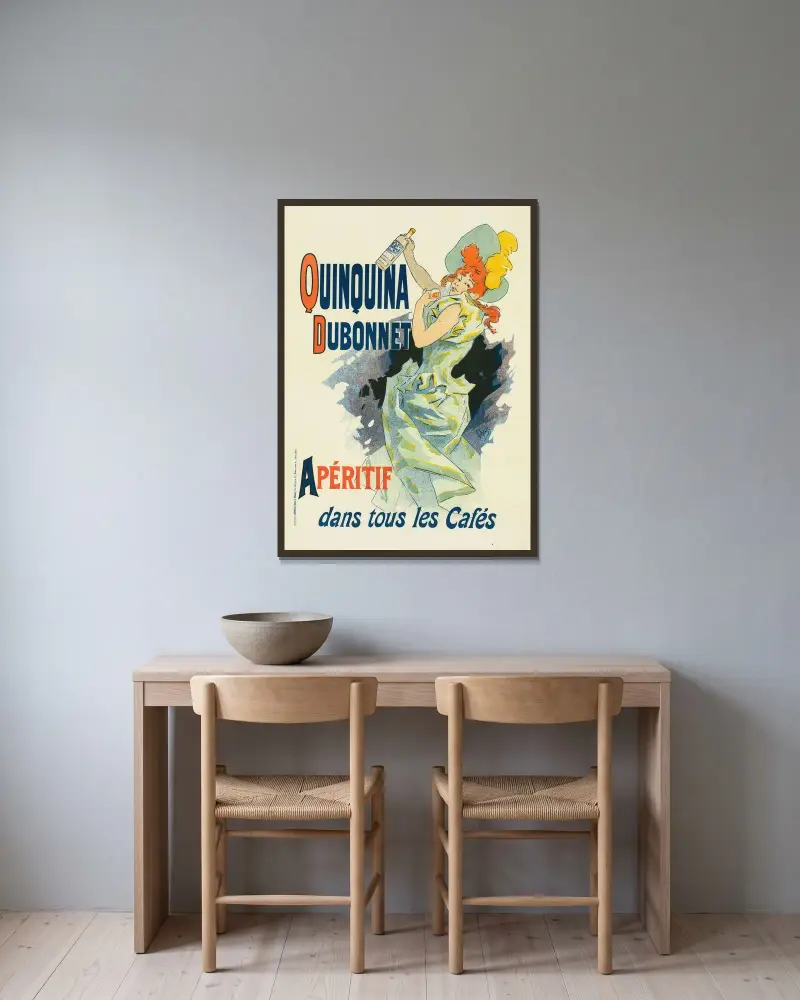 Quinquina Dubonnet av Jules Chéret inramad på en vägg