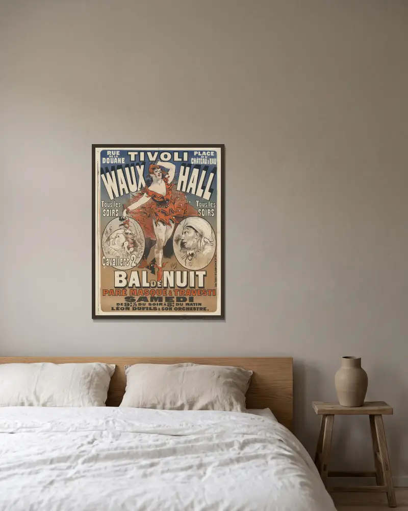 Tivoli Waux-Hall. Bal de nuit av Jules Chéret inramad på en vägg