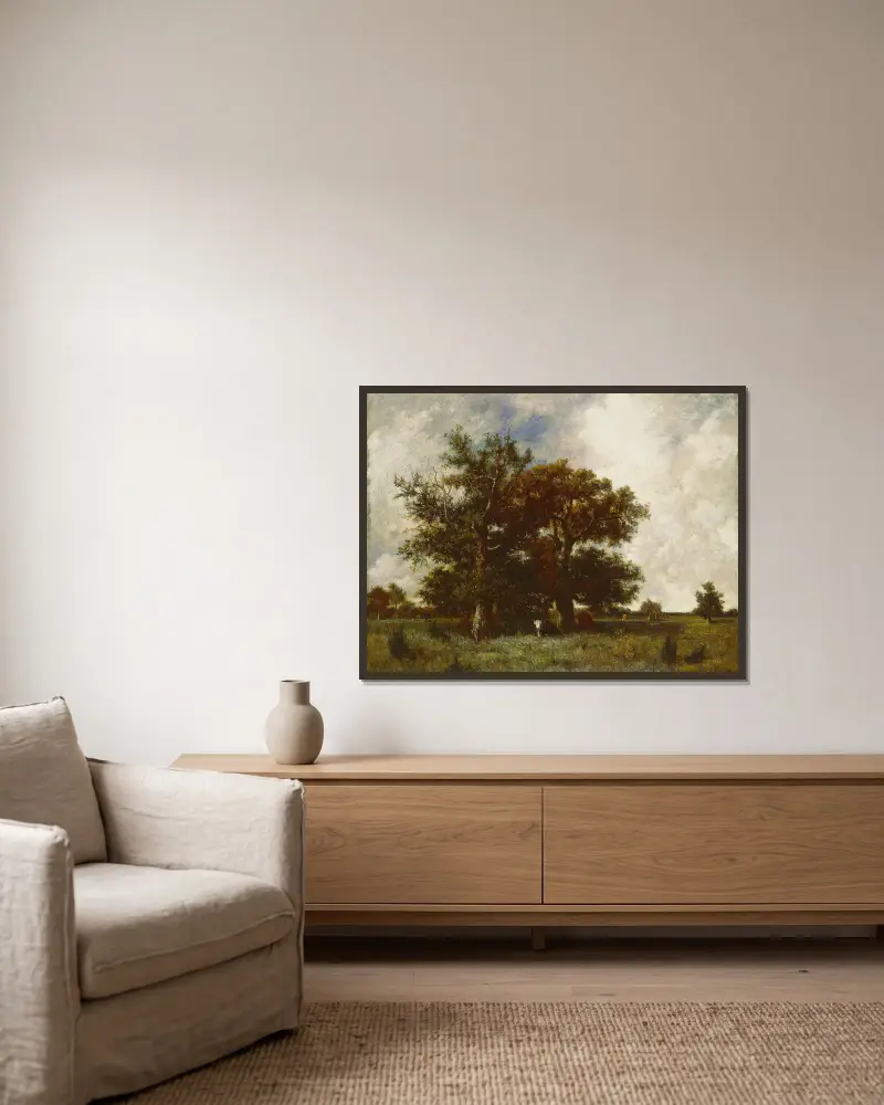 Eichen von Fontainebleau von Jules Dupré gerahmt an einer Wand