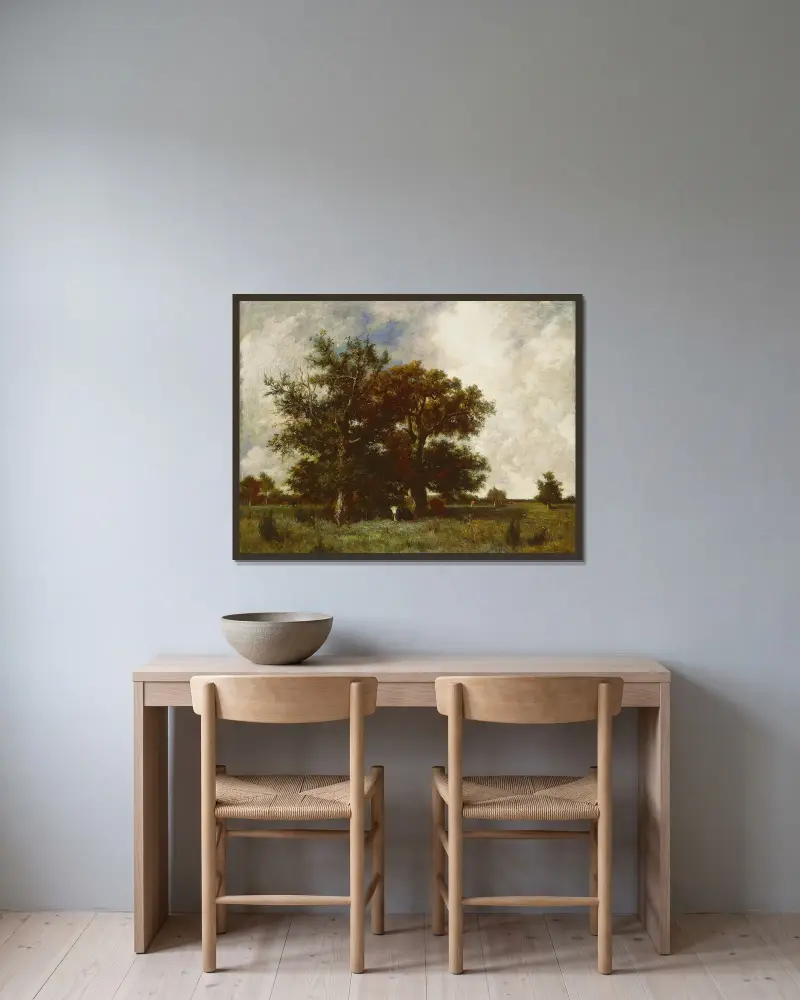 Eichen von Fontainebleau von Jules Dupré gerahmt an einer Wand
