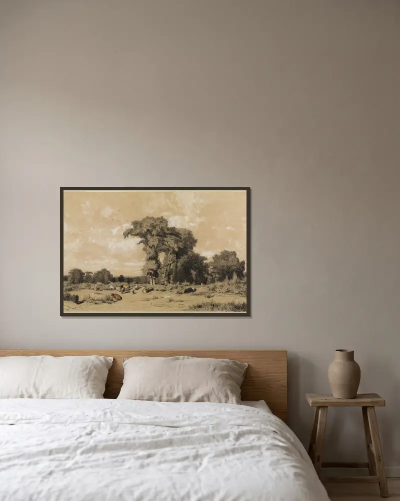 Weidelandschaft im Limousin von Jules Dupré gerahmt an einer Wand