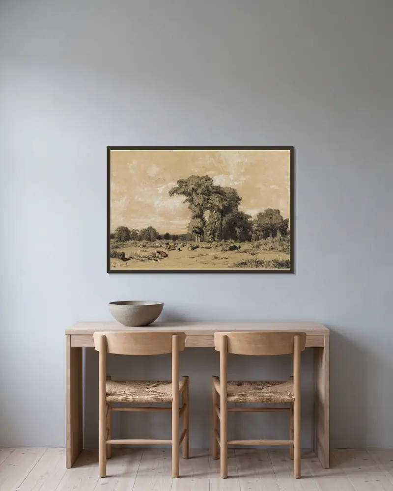 Weidelandschaft im Limousin von Jules Dupré gerahmt an einer Wand