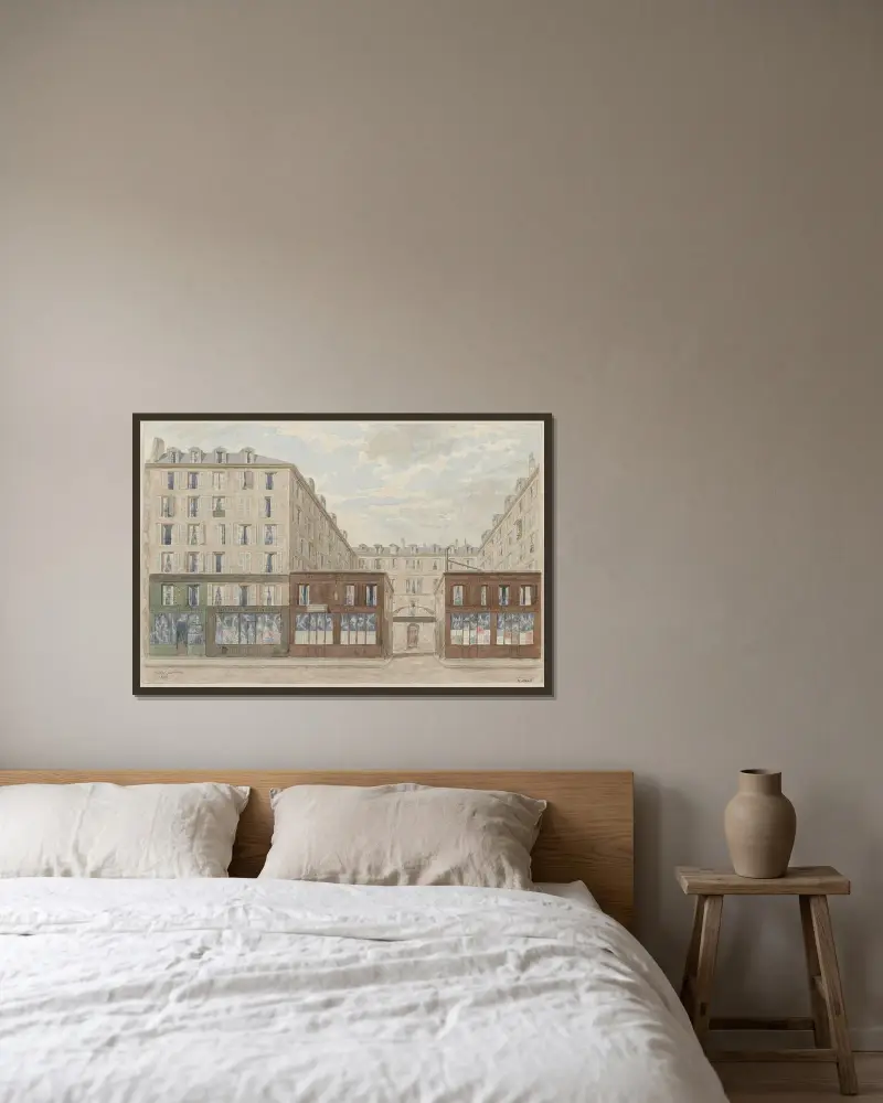 41 rue Jean-Jacques Rousseau, 1er arrondissement av Jules Gaildrau inramad på en vägg
